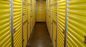yellow self storage door